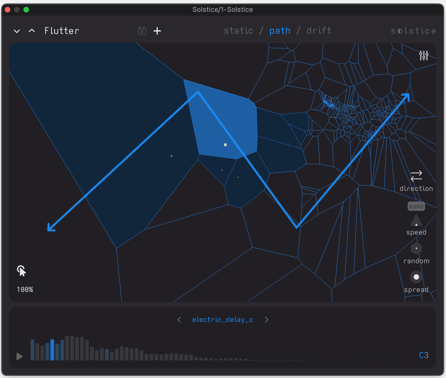 Path Mode with four-node path and direction controls