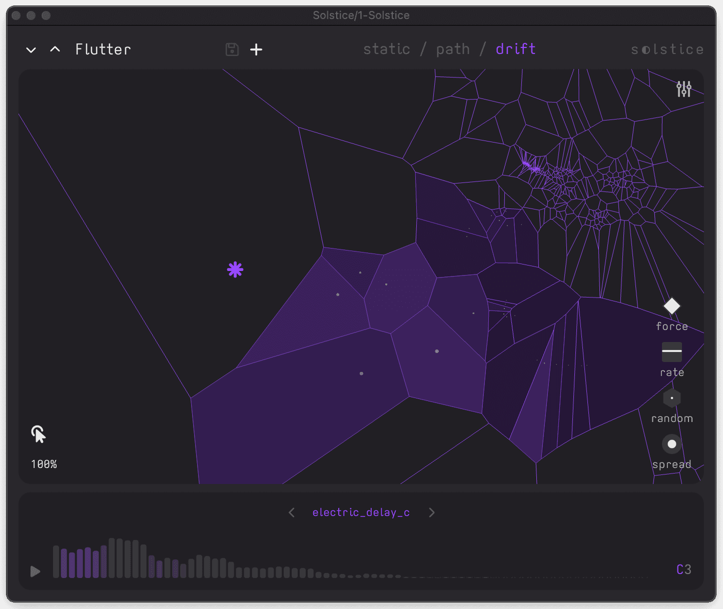 Drift Mode with Force and Rate parameters illustrating organic movement