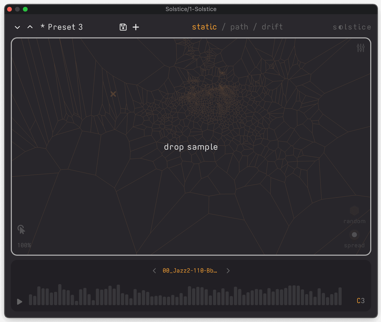 Drag and dropping a sample onto the map